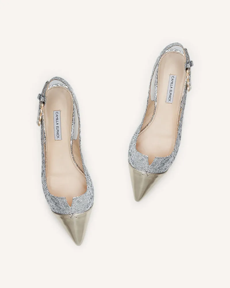 Alicia Silver Glitter Flats