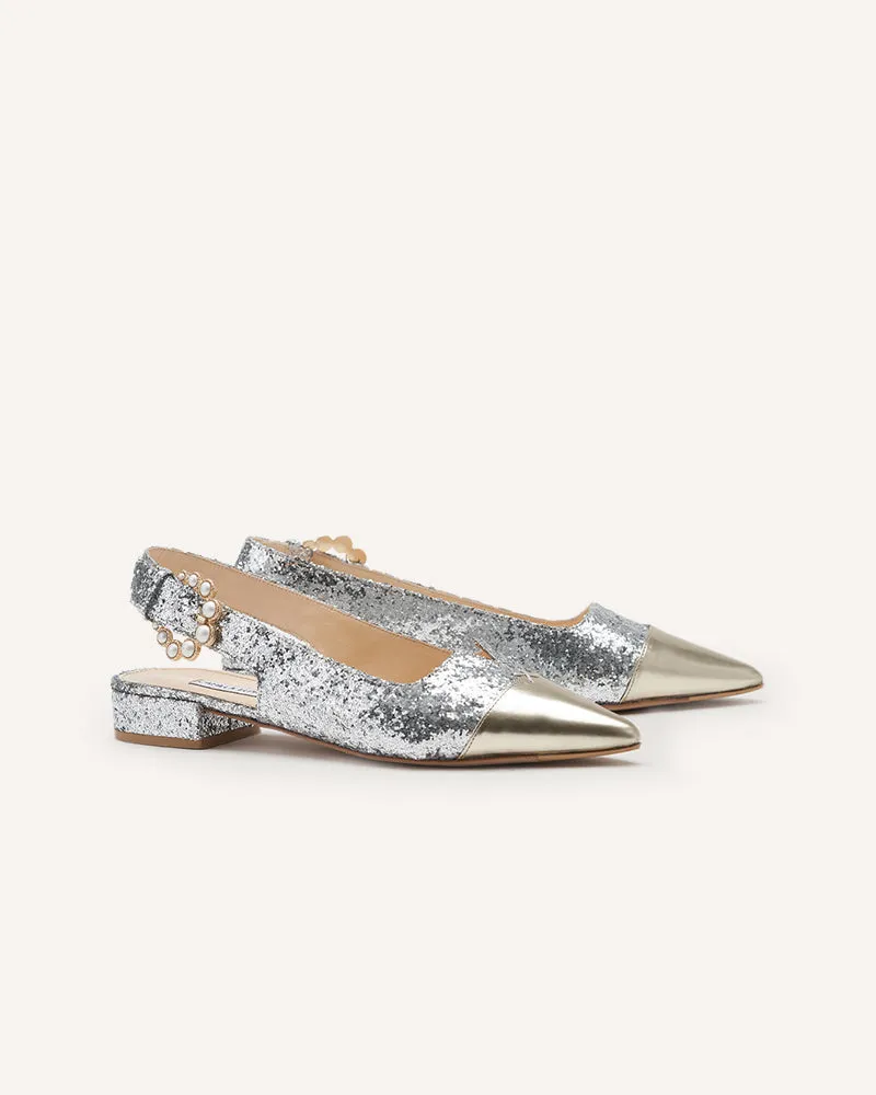 Alicia Silver Glitter Flats