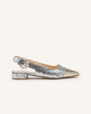 Alicia Silver Glitter Flats