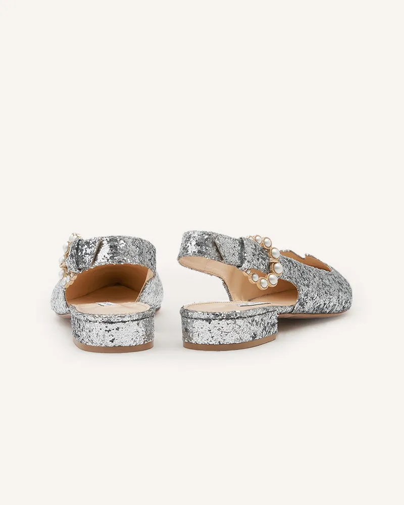 Alicia Silver Glitter Flats