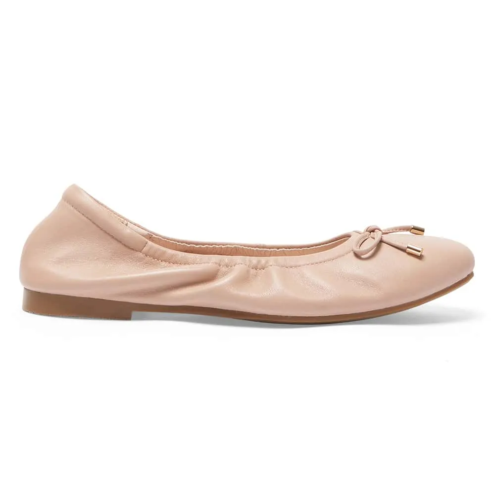 Allegra Flat in Blush Leather