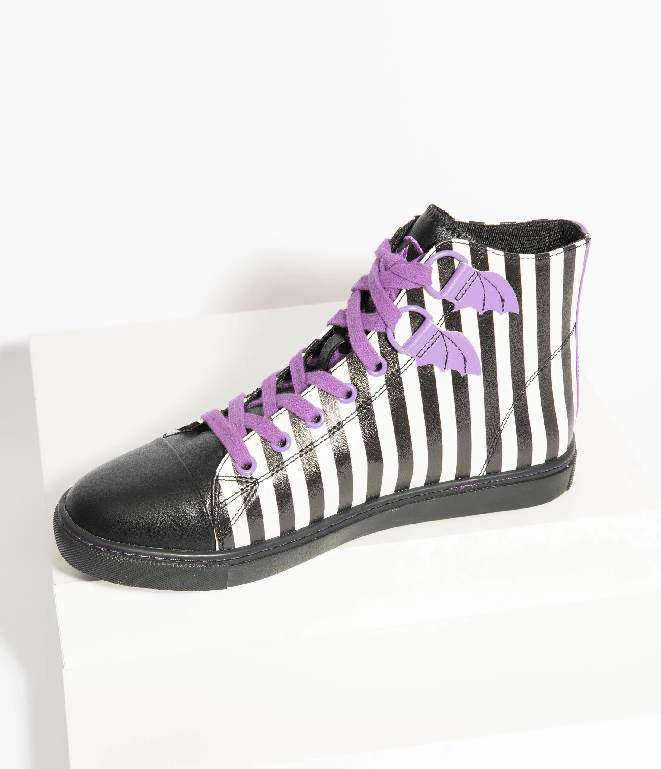 Black & White Stripe Chelsea Deetz High Top Sneakers