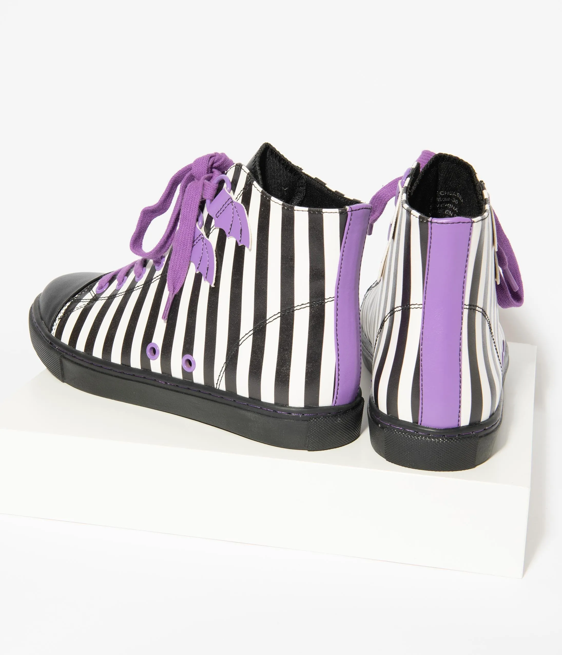 Black & White Stripe Chelsea Deetz High Top Sneakers