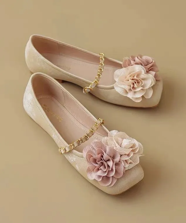 Boutique Comfortable Splicing Floral Beige Flats Shoes AA031