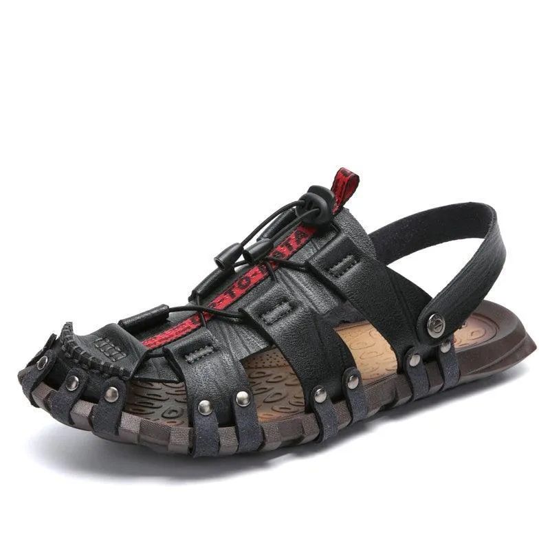 Breathable Leather Brown Men's Casual Shoes Sandals GT241