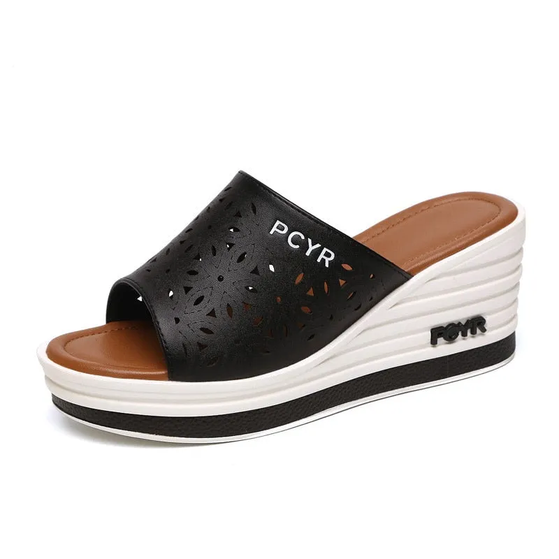 Breathable Platform Wedge Summer Slides