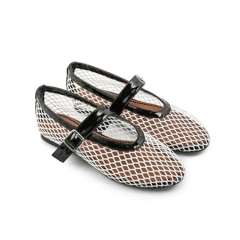 Buckle-Up Mary Jane Breathable Mesh Ankle Sandals