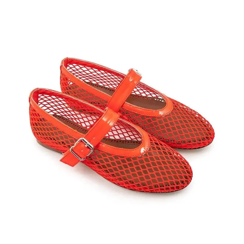 Buckle-Up Mary Jane Breathable Mesh Ankle Sandals