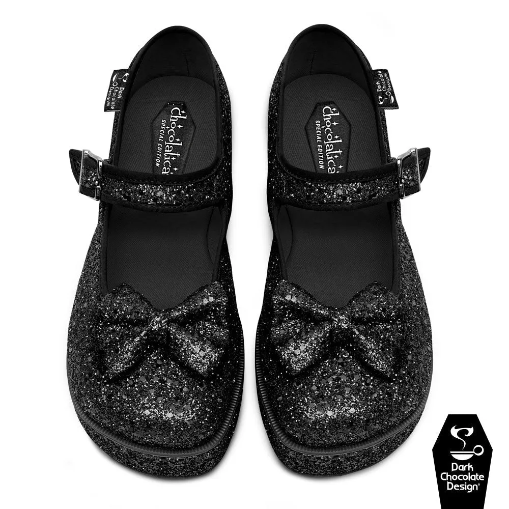 Chocolaticas® BLACK GLITTER Women's Mary Jane Platform