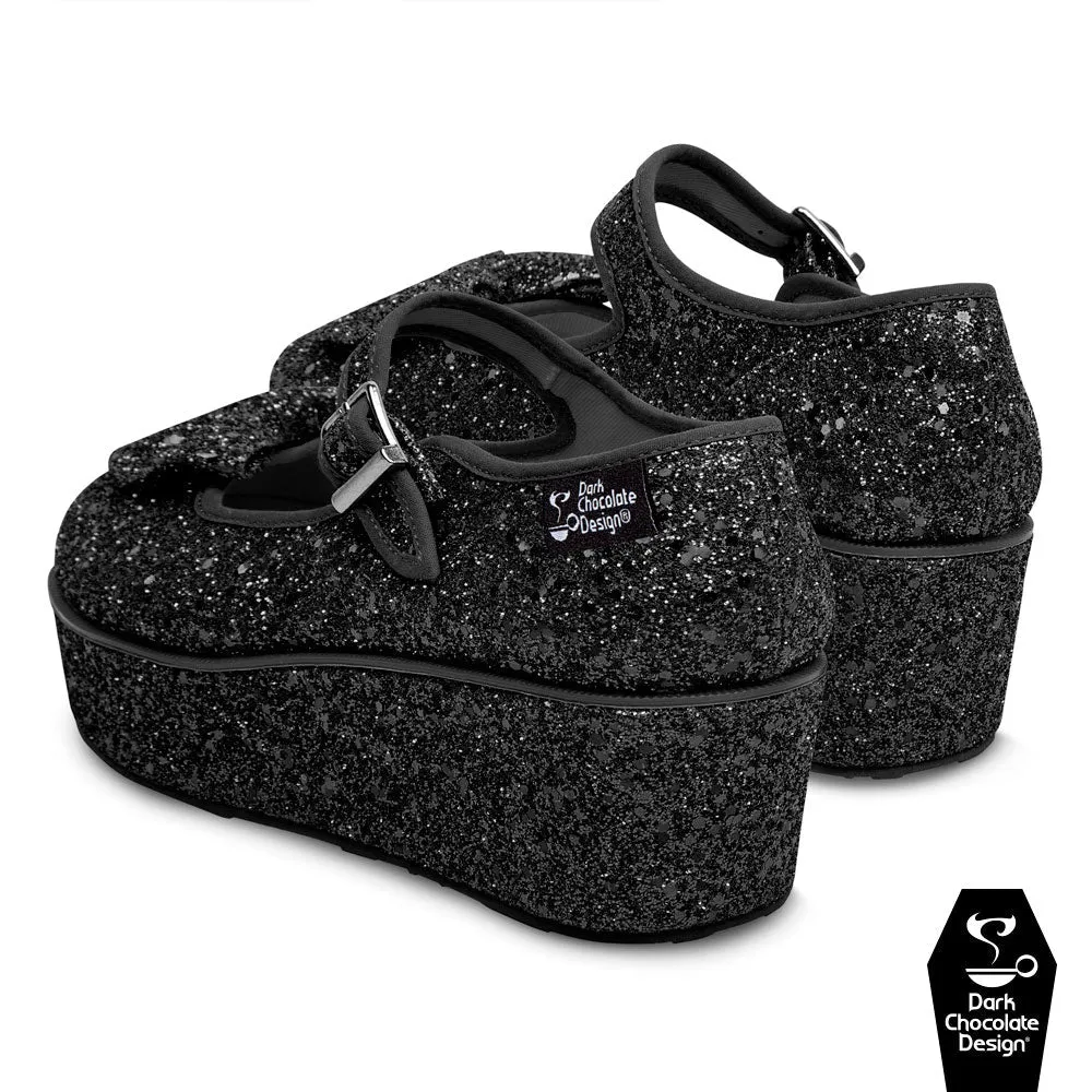 Chocolaticas® BLACK GLITTER Women's Mary Jane Platform