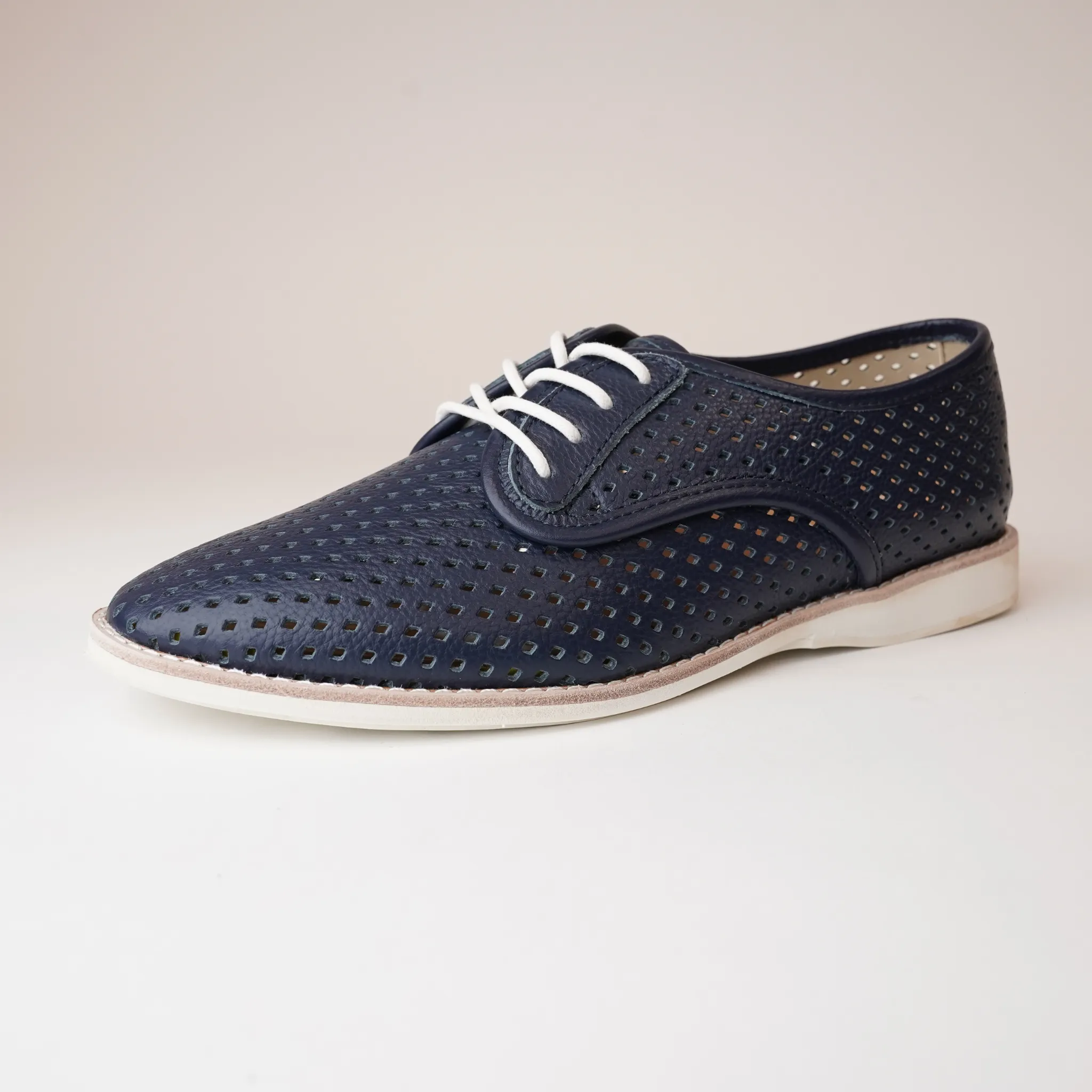 Derby Punch Navy Tumble Lace Up Flats