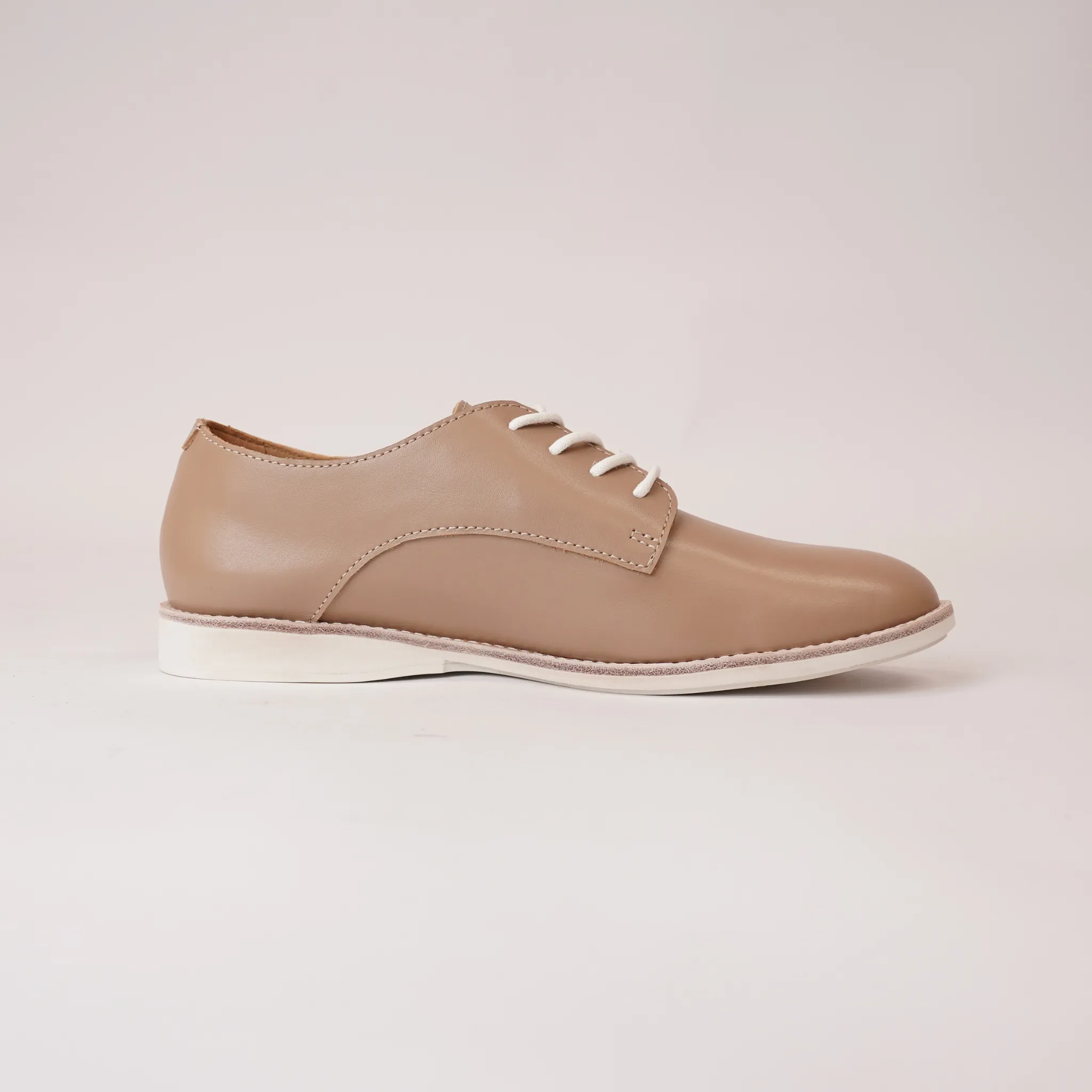 Derby Super Soft Latte Leather Lace Up Flats