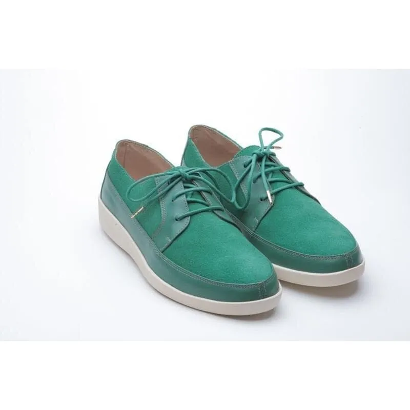 Johnny Famous Bally Style Park West Men's Green Leather and Suede Low Tops