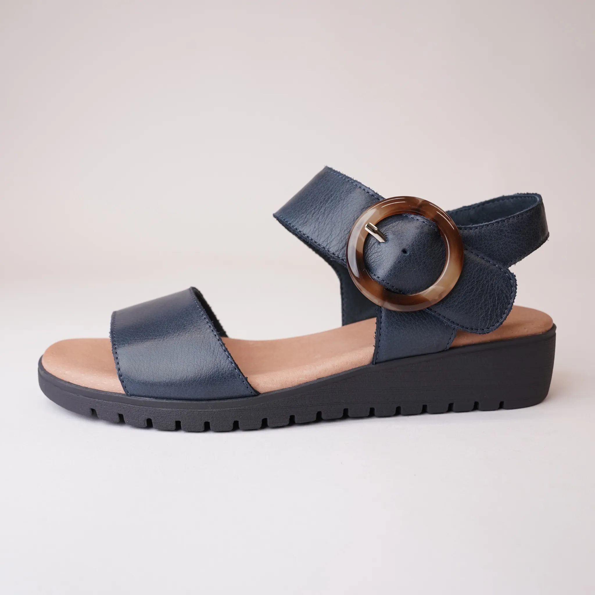 Manessay Navy/ Navy Sole Leather Sandals