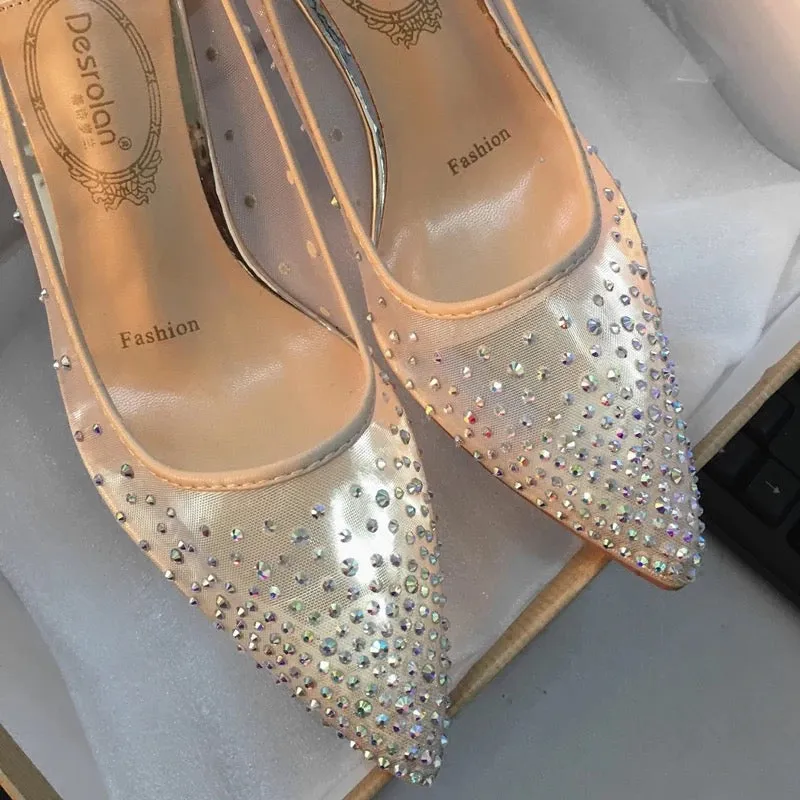 MESH Crystal High Heels