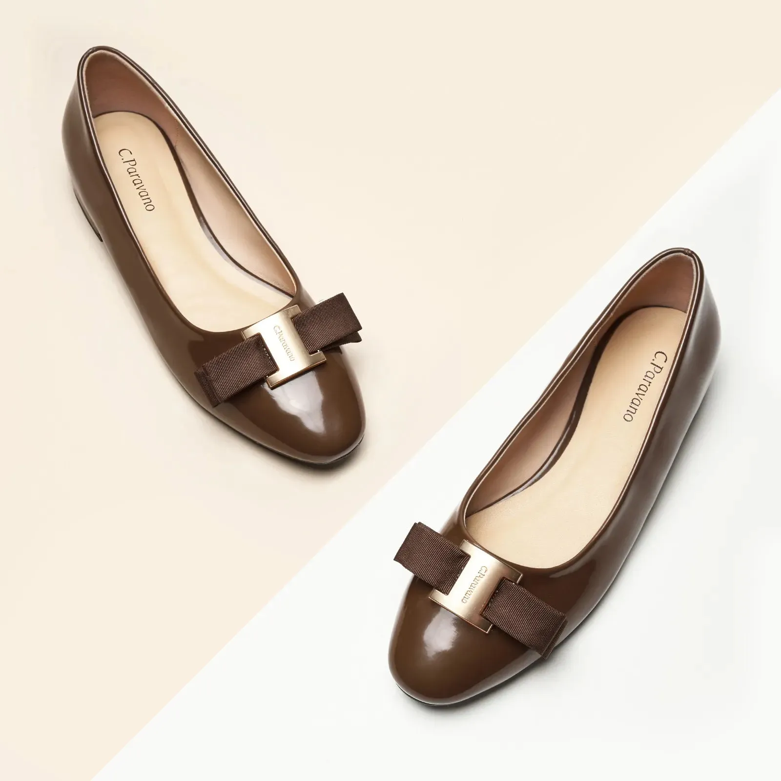 Metal Buckle bow Flats (Anita) Coffee