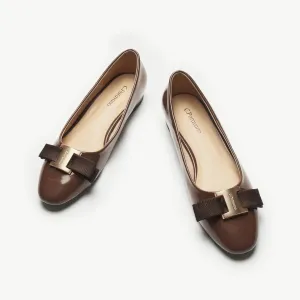 Metal Buckle bow Flats (Anita) Coffee