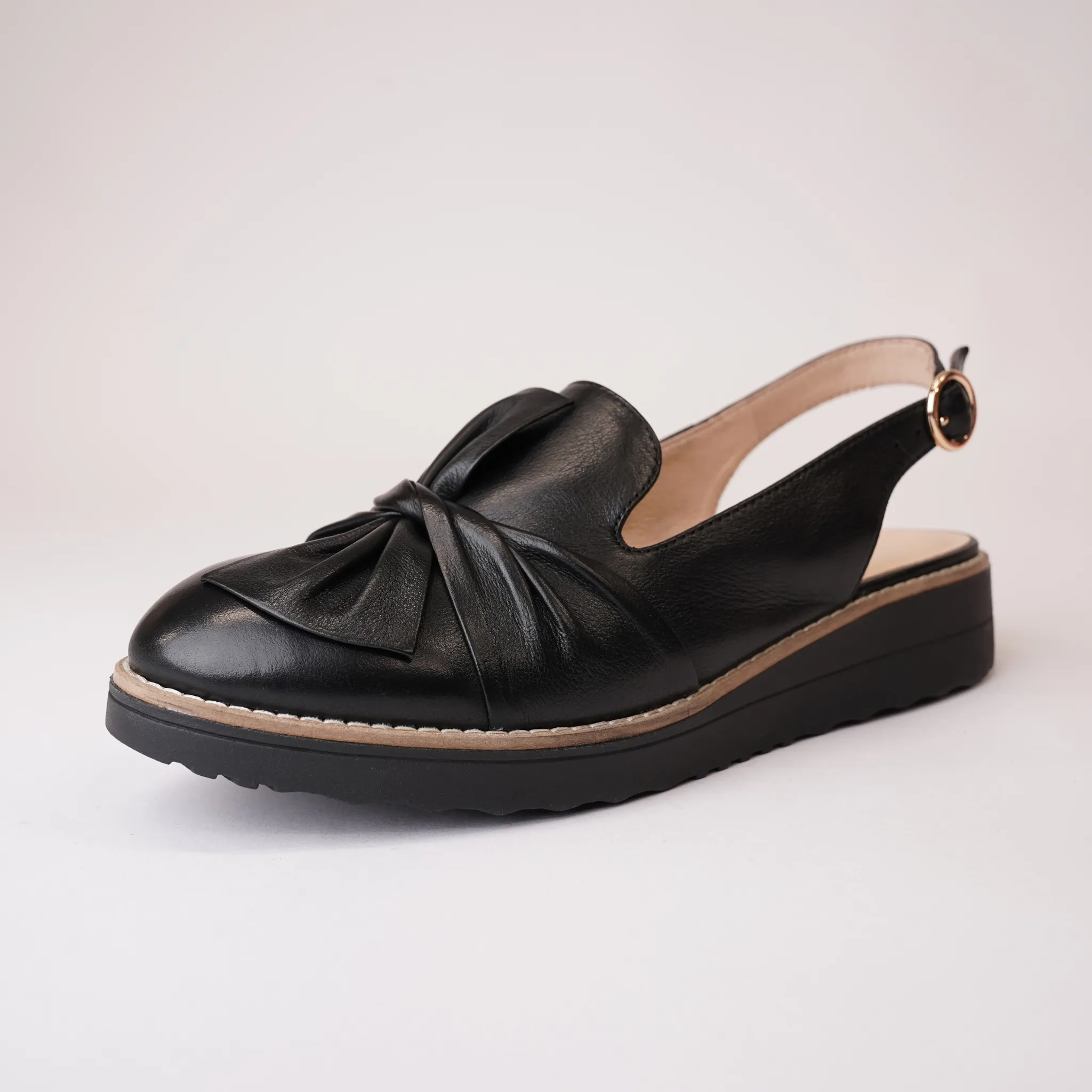 Olissas Black/ Black Sole Leather Loafers