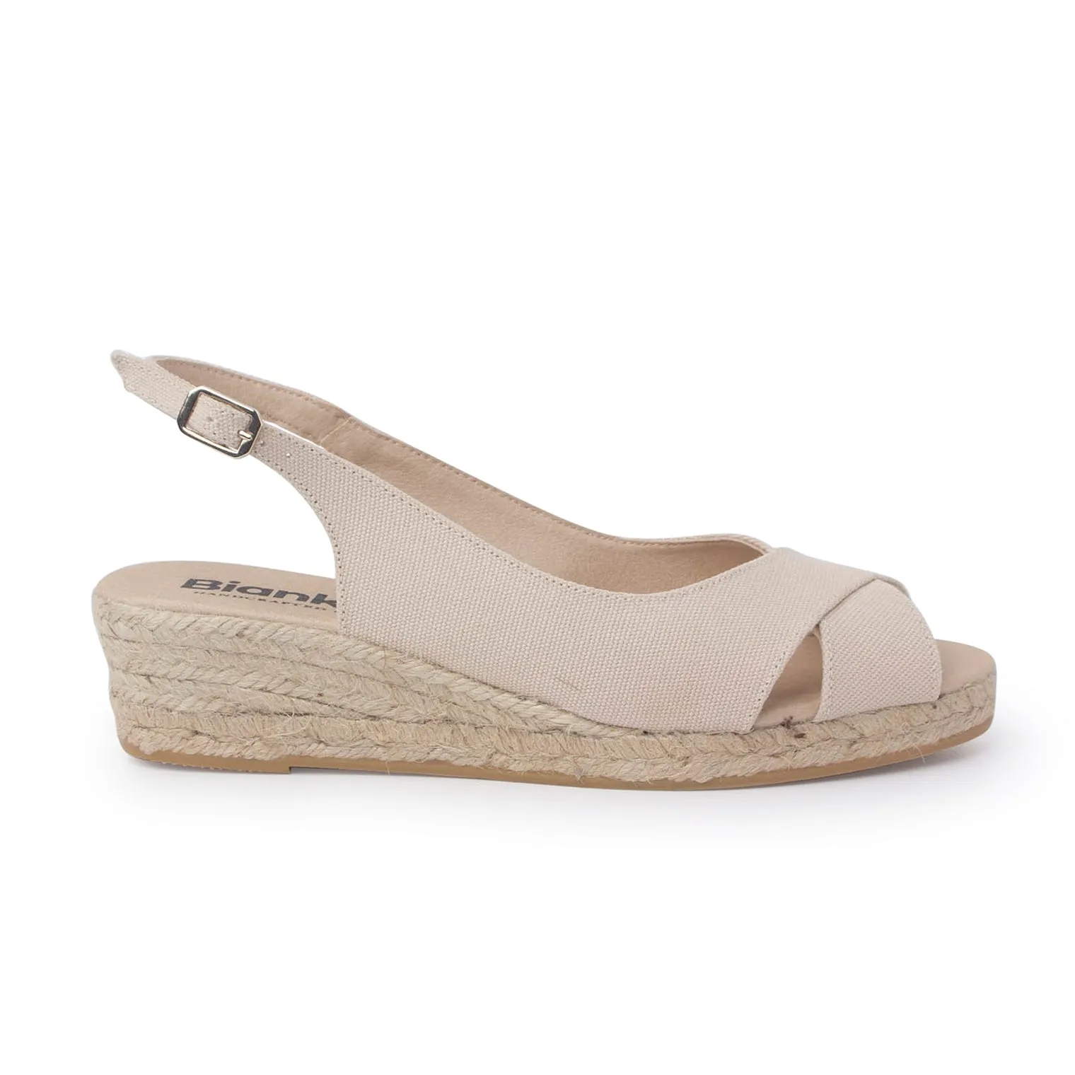 Oliva Organic Canvas Espadrille Wedge Sandals - Beige Tan