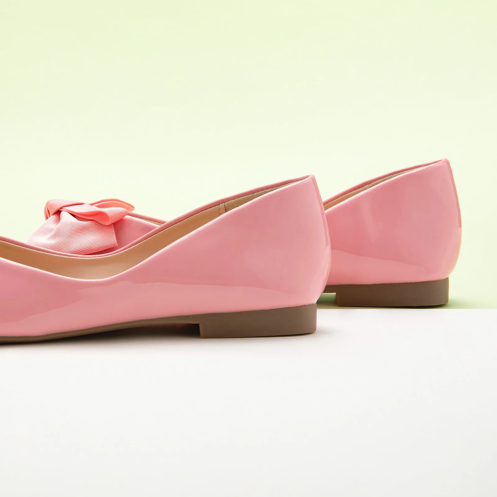 Patent Bow Ballerina Flats (Eva) Pink