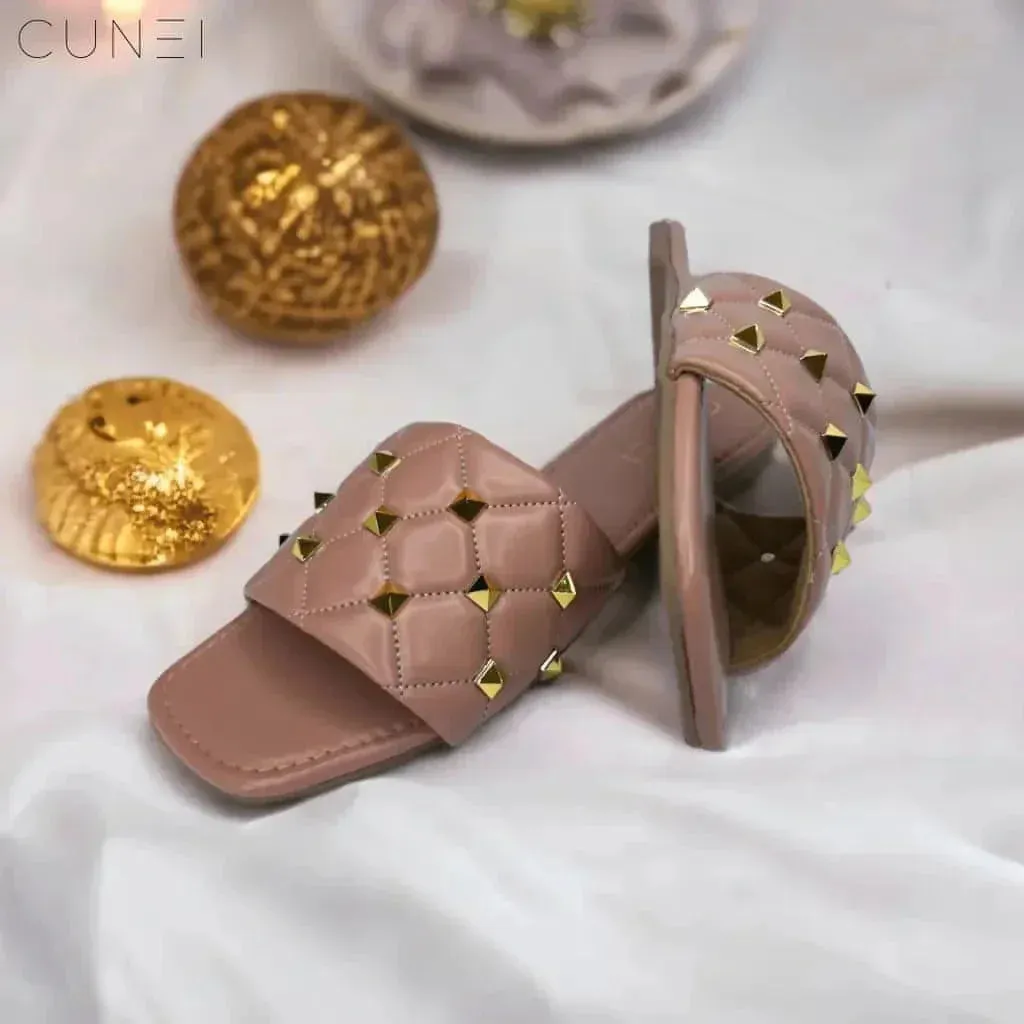 Peach Studded Flats