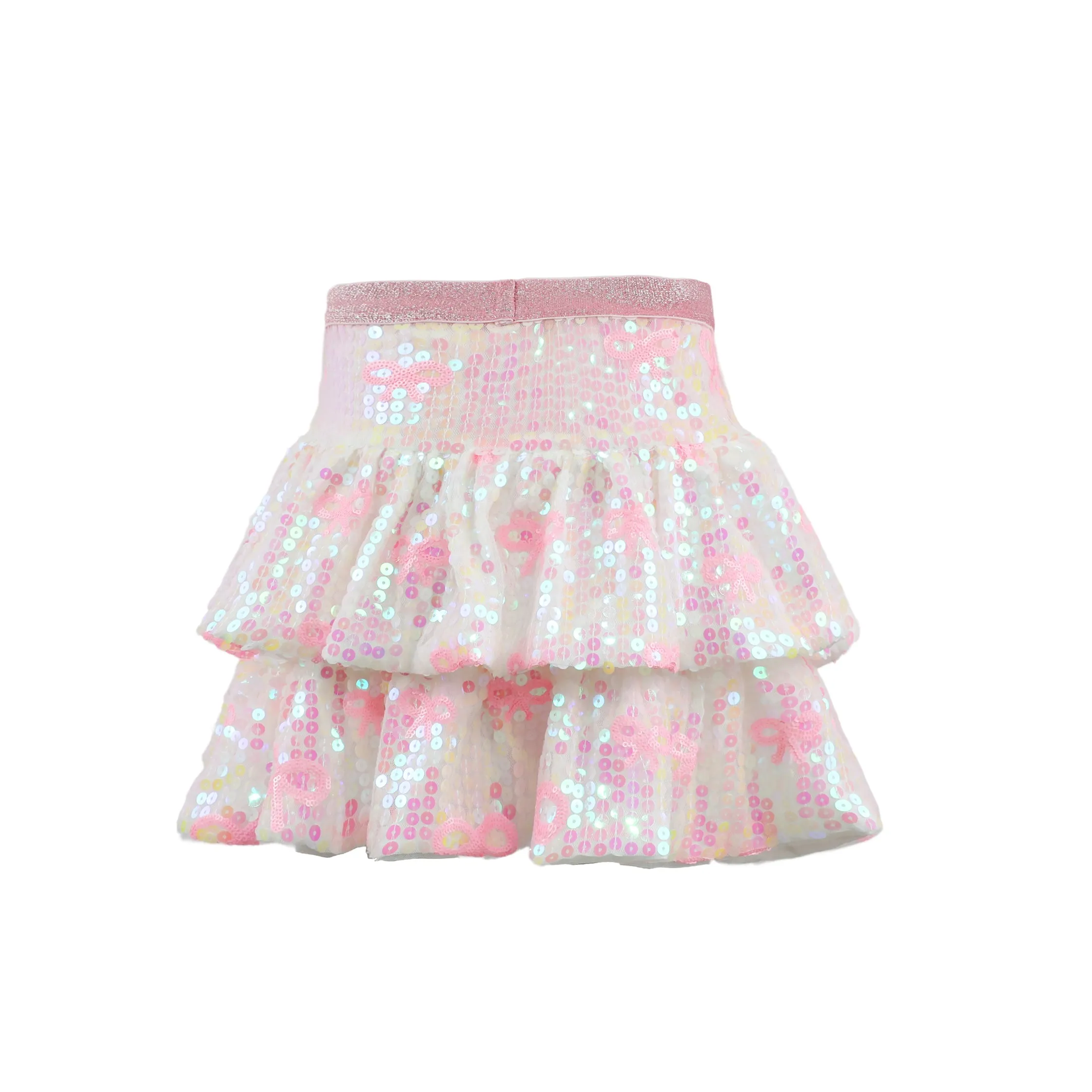 Pink Bow Sequin Skort