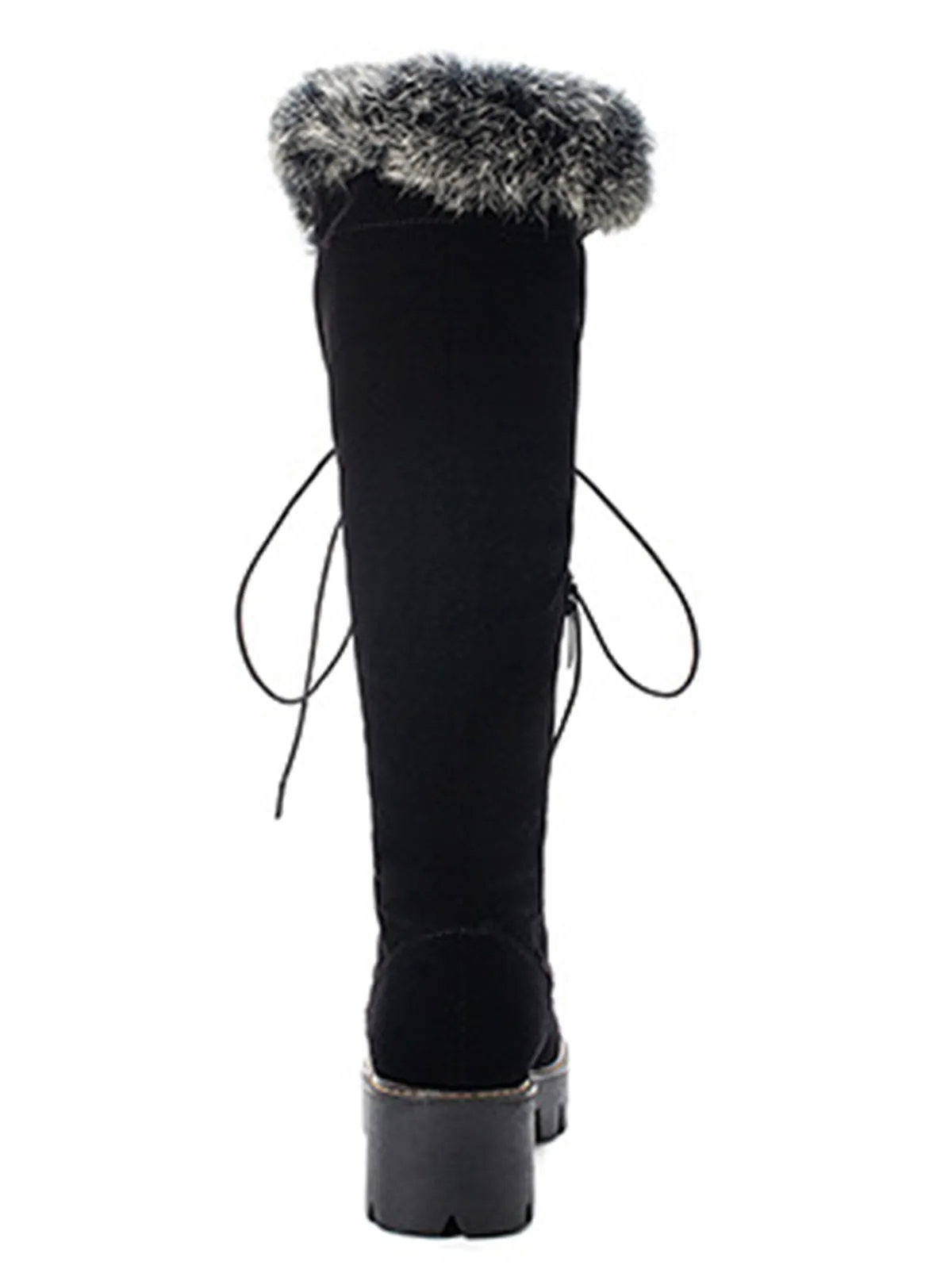 Retro Furry Chunky Heel Snow Boots