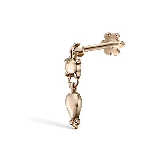 Single Tassel Piercing Charm Earring by Maria Tash in 14K Rose Gold