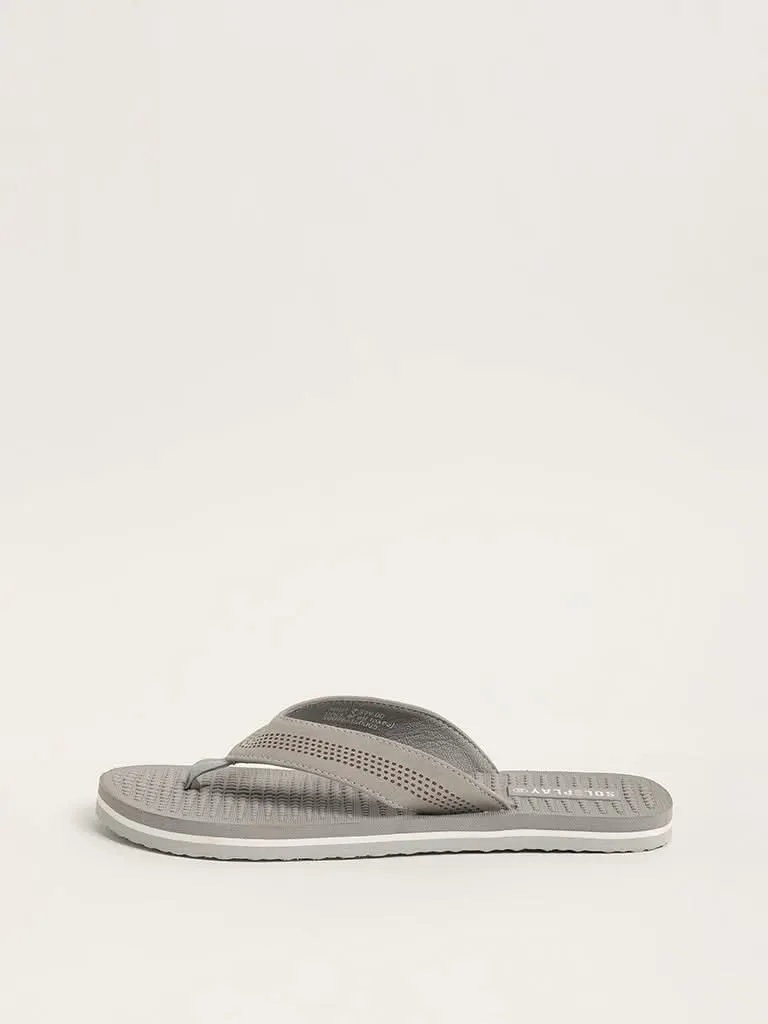 SOLEPLAY Grey Mesh Thong Flip-Flops