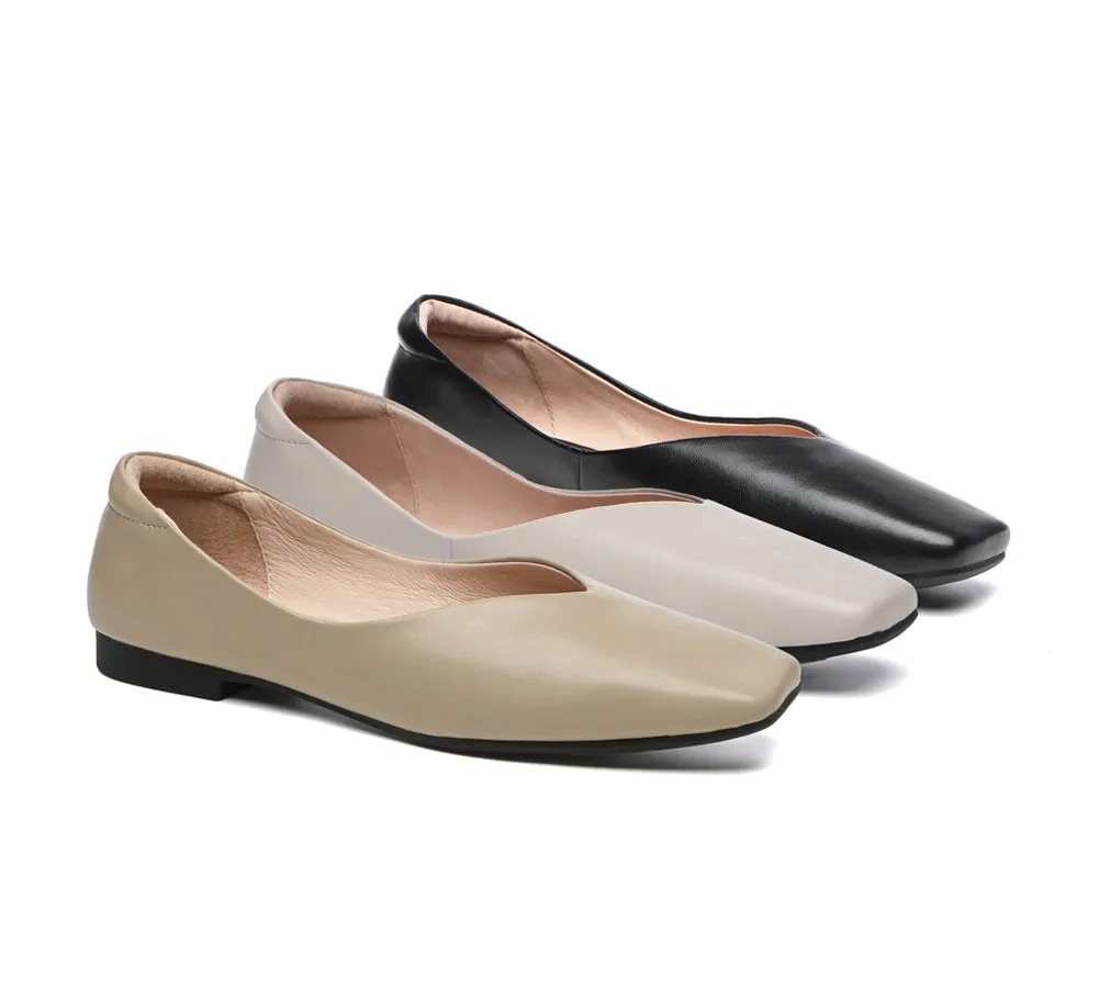 Square Toe Leather Ballet Flats Women Libera