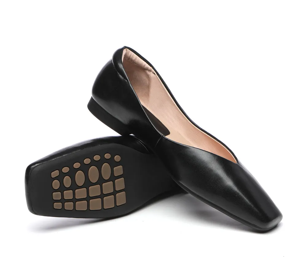 Square Toe Leather Ballet Flats Women Libera