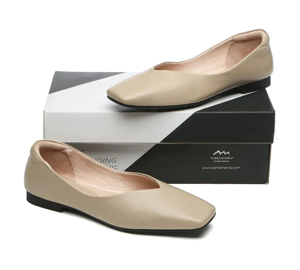 Square Toe Leather Ballet Flats Women Libera