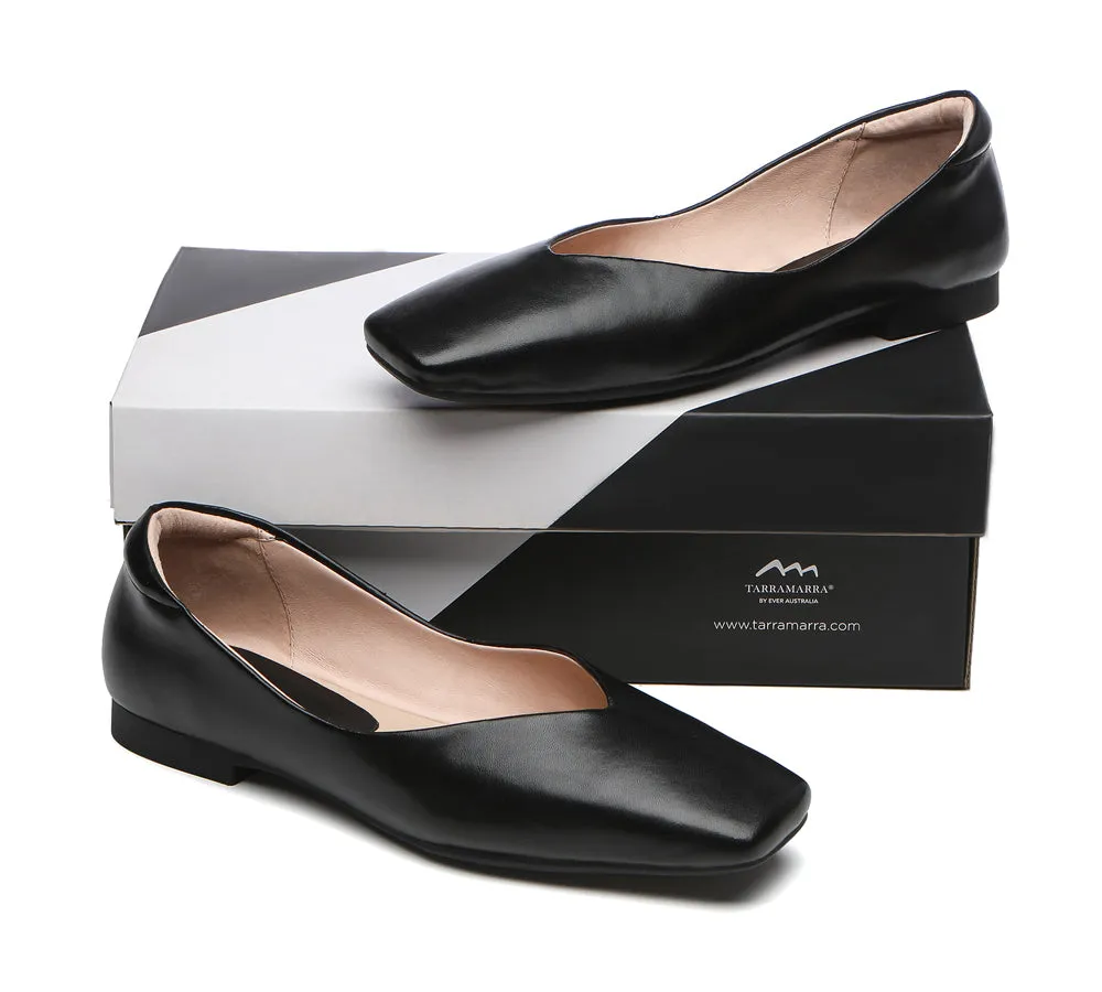 Square Toe Leather Ballet Flats Women Libera