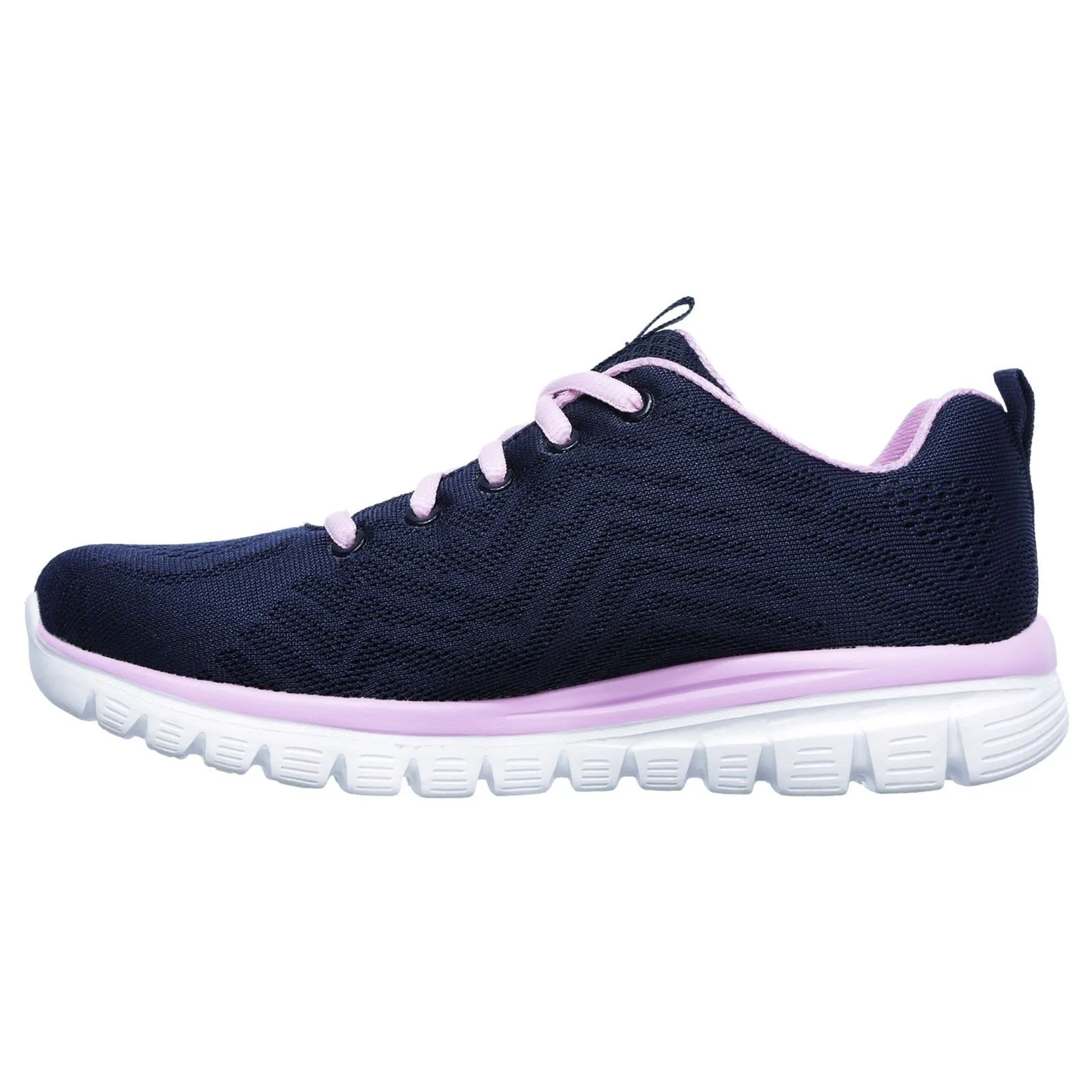 Women's Wide Fit Skechers 12615  Graceful Get Connected Sports Sneakers - Navy/Pink