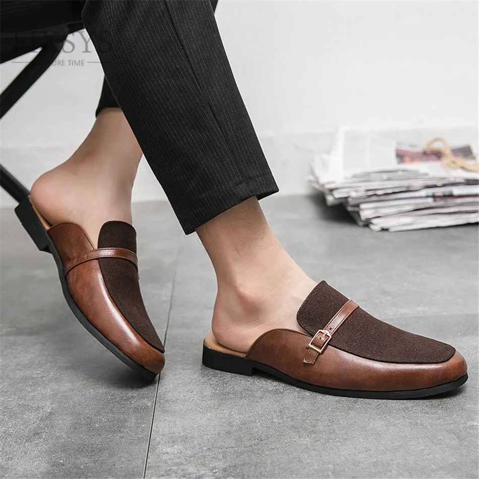 xiangtuibao Buckle Design Man Loafer Summer Casual Shoes Lightweight Half Shoes for Man Breathable Mules Outdoor Slippers Big Size 48