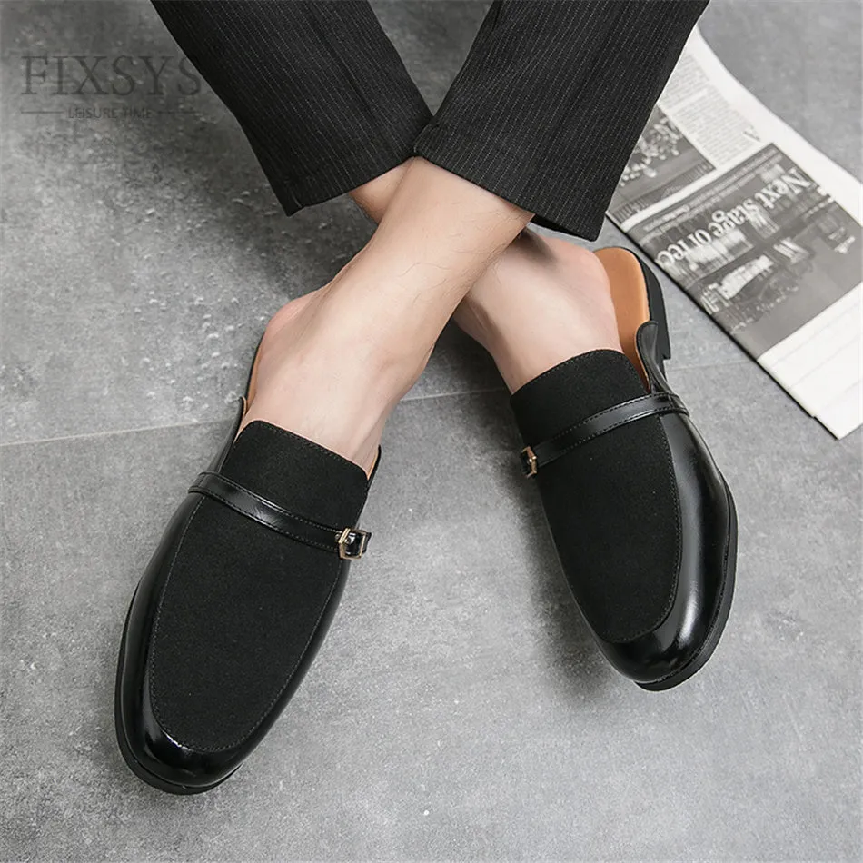 xiangtuibao Buckle Design Man Loafer Summer Casual Shoes Lightweight Half Shoes for Man Breathable Mules Outdoor Slippers Big Size 48