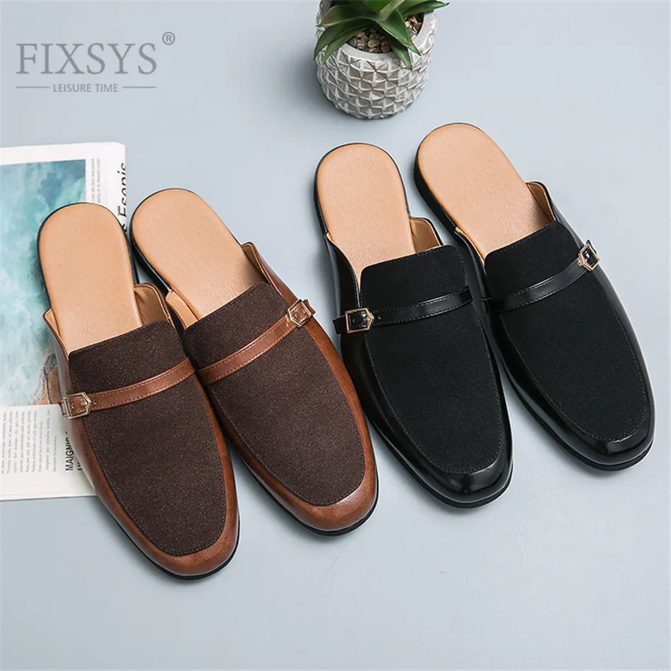 xiangtuibao Buckle Design Man Loafer Summer Casual Shoes Lightweight Half Shoes for Man Breathable Mules Outdoor Slippers Big Size 48